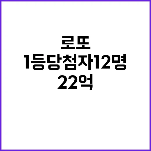 로또 1등 당첨자 12명 22억 대박!