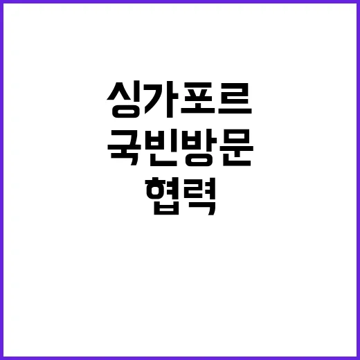 협력 고도화 한싱가포르 국빈 방문의 비밀 공개!