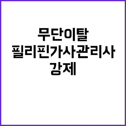 법무부 무단이탈 필리핀 가사관리사 강제 출국 결정!