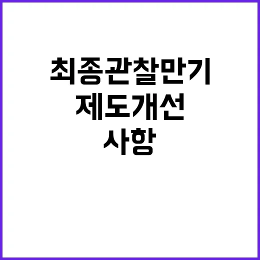 금융위 최종관찰만기 제도 개선 사항 미확정 고백!