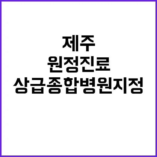 비행기 원정 진료 제주 상급종합병원 지정 사실!