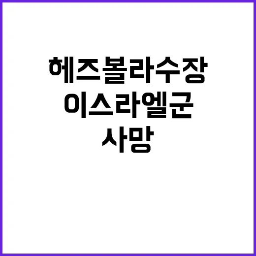 헤즈볼라 수장 후계자 이스라엘군 공격으로 사망!