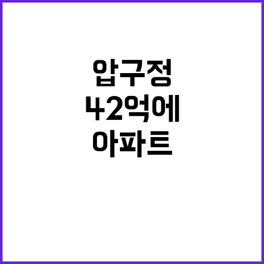 압구정 아파트 42억에 판매된 이유는 무엇인가?