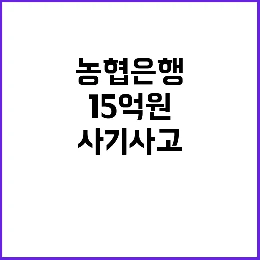 사기 사고 농협은행 15억원 손실 금액 미확정!