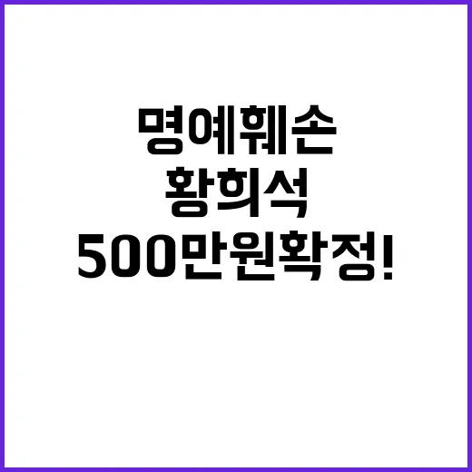 황희석 명예훼손 500만원 확정! 진실은?