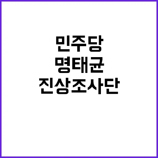 명태균 민주당 진상조사단 구성 소식 공개!