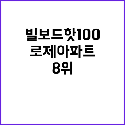 로제 아파트 빌보드 핫100 8위 대기록!