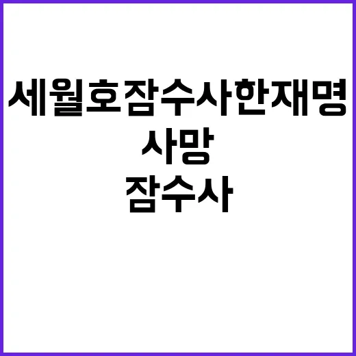 세월호 잠수사 한재명 안타까운 사망 소식!