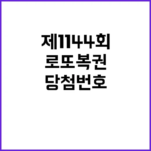 로또 복권 제1144회 당첨번호 공개! 지금 확인!