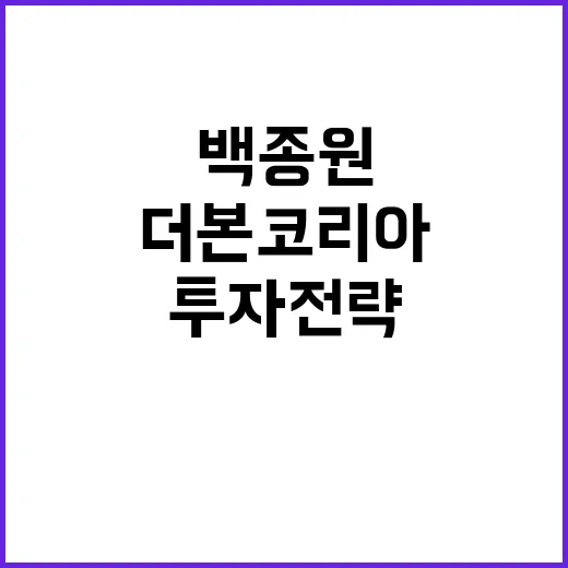 더본코리아 백종원의 배짱 있는 투자 전략 공개!