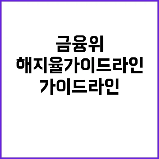 해지율 가이드라인 금융위가 확실하게 권고!