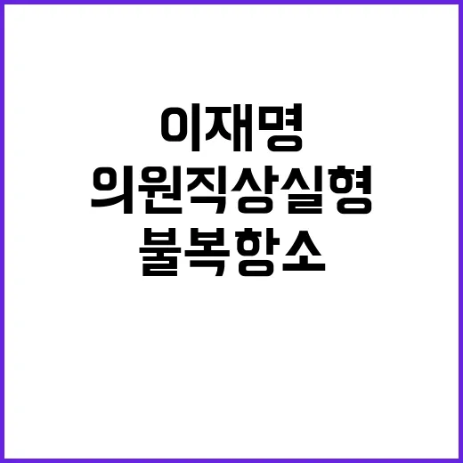 이재명 의원직 상실형 불복 항소 기각 충격!