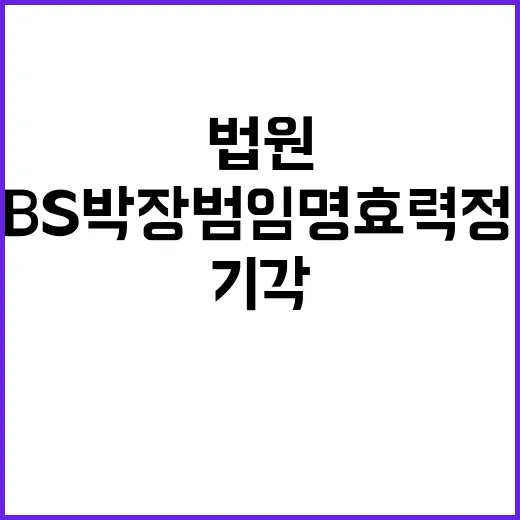 법원 KBS 박장범 임명 효력 정지 기각 뉴스!