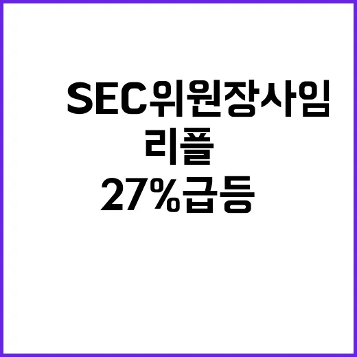 리플 美 SEC 위원장 사임 후 27% 급등!