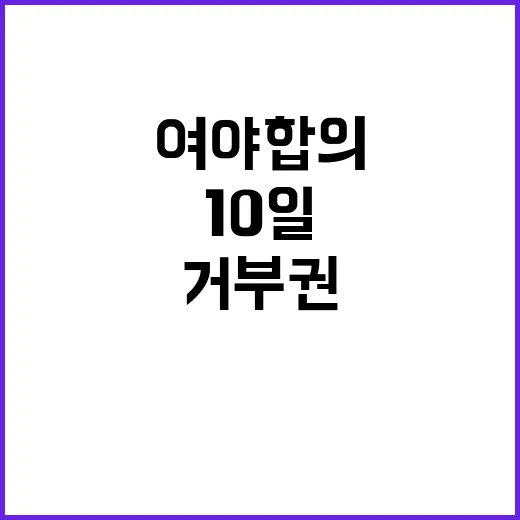 거부권 재표결 내달 10일 여야 합의 발표!