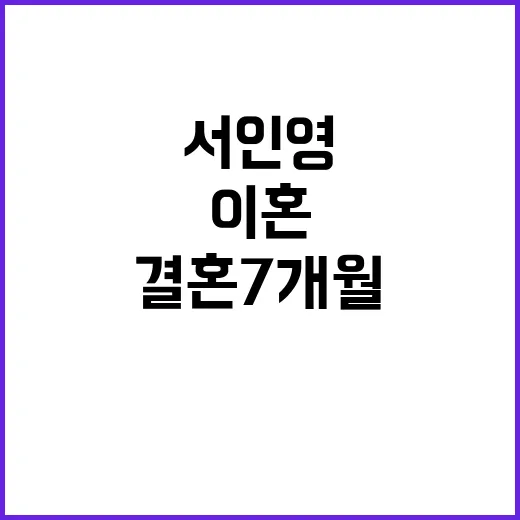 결혼 7개월 만에 이혼 서인영의 충격 발언!