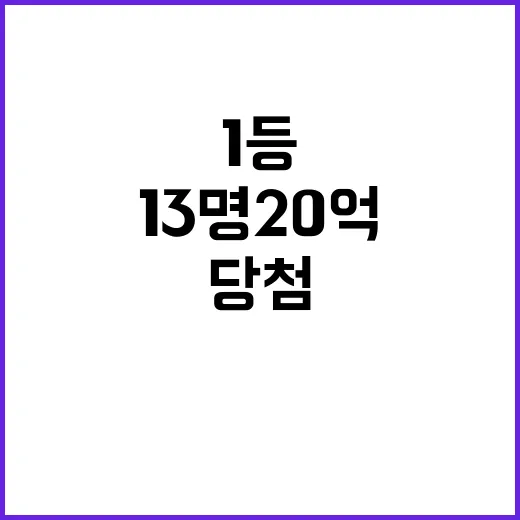 로또 1등 13명 20억 당첨 일화 공개!