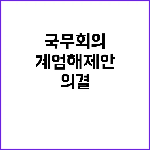 계엄 해제안 윤 총리의 긴급 국무회의 의결!