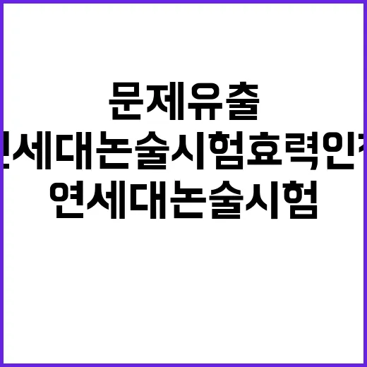 연세대 논술시험 효력 인정 문제유출 무관!