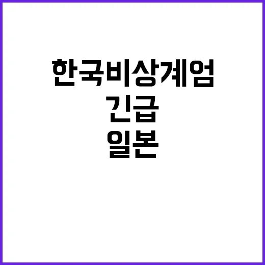 한국 비상계엄 일본 대사관의 긴급 경고!