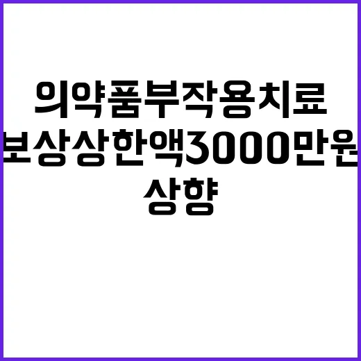 의약품 부작용 치료 보상 상한액 3000만원 상승!