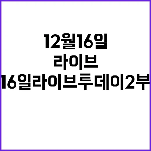 12월 16일 라이브투데이2부 중요한 뉴스들!