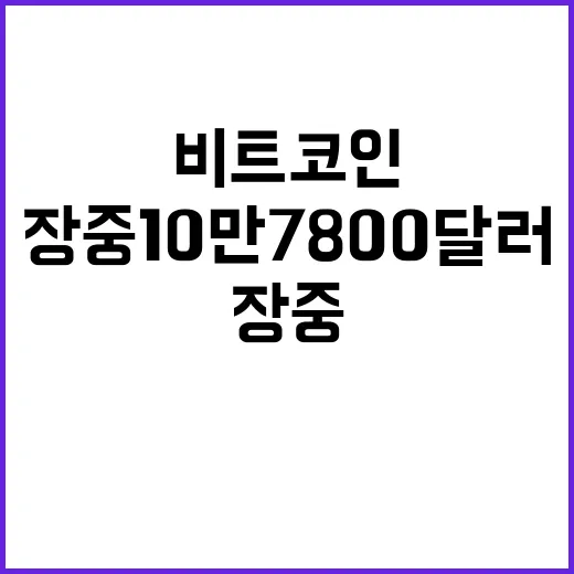 비트코인 장중 10만 7800달러에 도달하다!