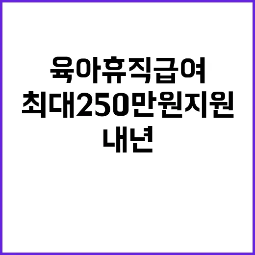 육아휴직 급여 내년 최대 250만 원 지원!