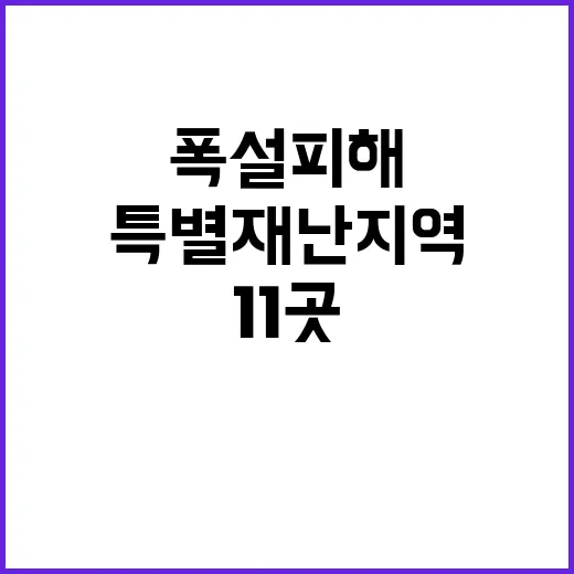 폭설 피해 특별재난지역 11곳으로 확대 발표!