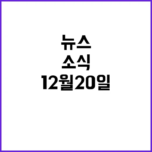 12월 20일 뉴스현장 당신이 놓칠 수 없는 소식!