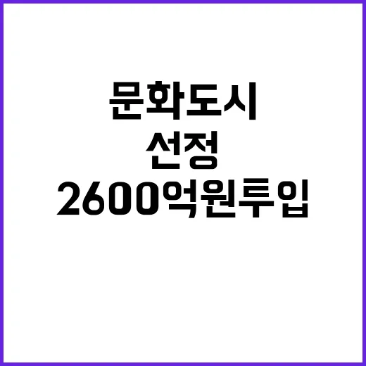 문화도시 선정 2600억 원 투입 결정!