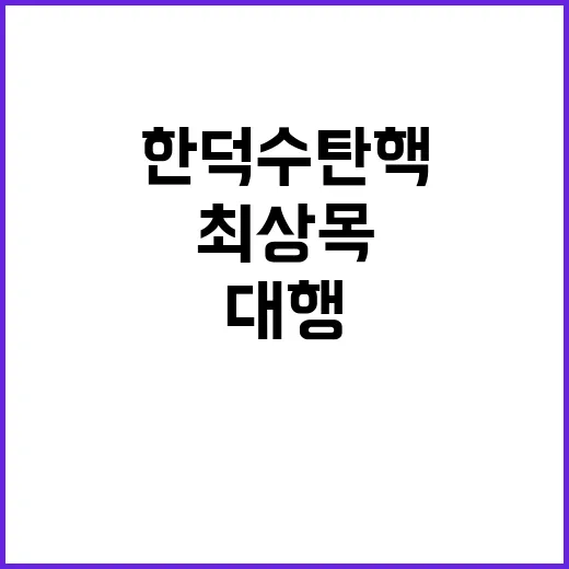 ‘대행의 대행’… 한덕수 탄핵과 최상목 승계! 