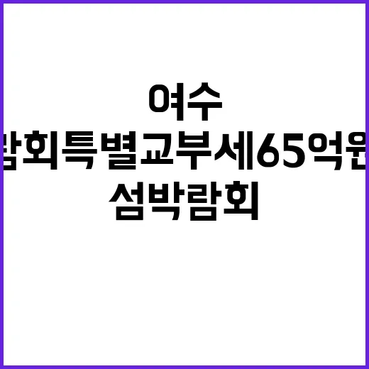 여수섬박람회 특별교부세 65억원 확보의 놀라운 소식!