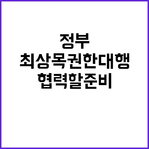 최상목 권한대행 한국정부와 협력할 준비 완료!