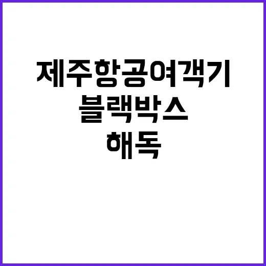 제주항공 여객기 블랙박스 회수 해독 지연 우려!