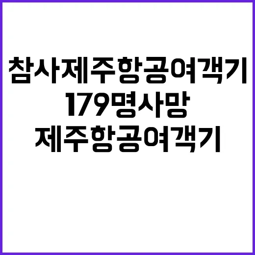 참사 제주항공 여객기 179명 사망 사건 발생!