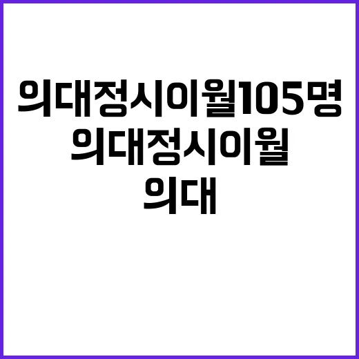 의대 정시 이월 105명 지원 기회!