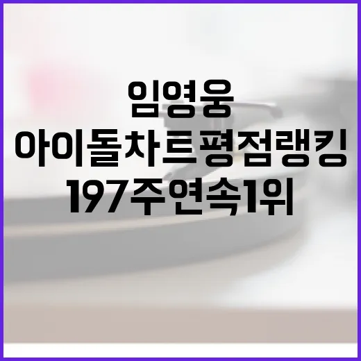 임영웅 197주 연속 1위 아이돌차트 평점랭킹!