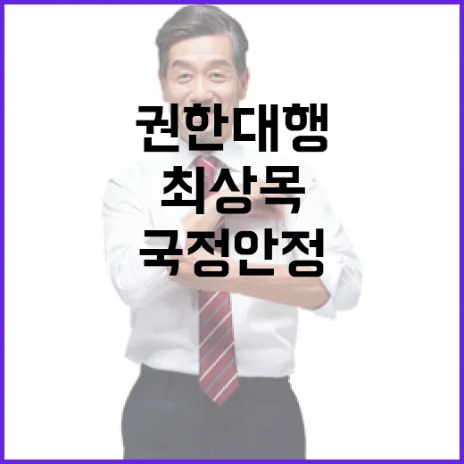 국정 안정 최상목 권한대행의 정책 결집 전략!