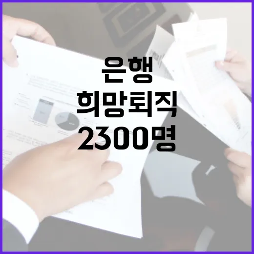 퇴직금 10억 은행 2300명 희망퇴직 증가!