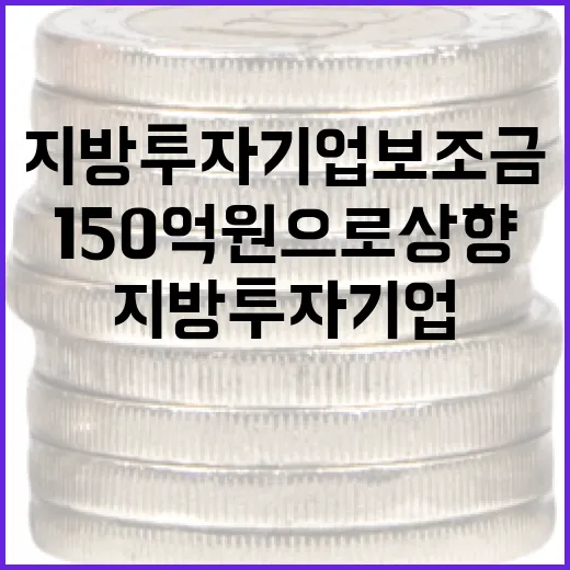 지방투자 기업 보조금 증가 150억원으로 상향!