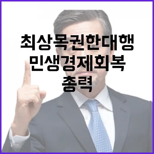 민생경제 회복 최상목 권한대행의 총력 의지!