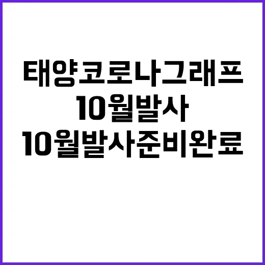 태양 코로나그래프, 10월 발사 준비 완료 소식!