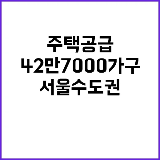 주택 공급, 서울 수도권에 42만 7000가구 계획!