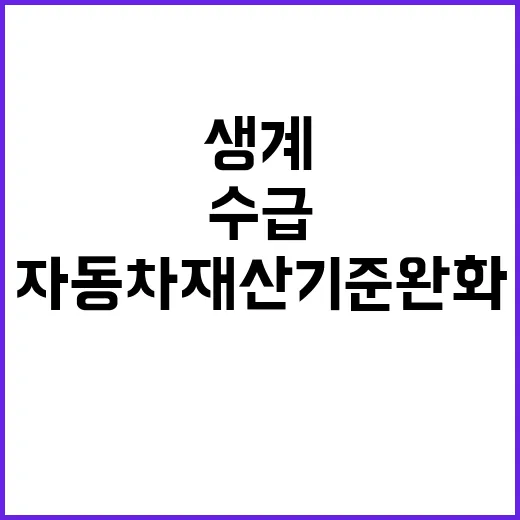 자동차재산 기준 완화 생계수급 탈락 최소화!