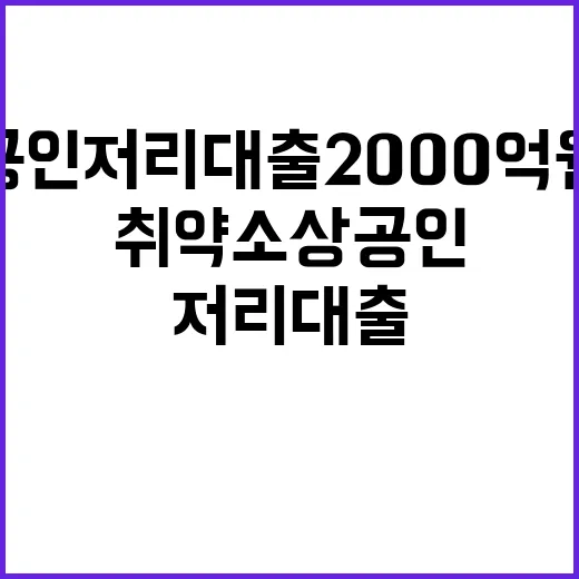 취약소상공인 저리대출 2000억원 추가 공급 결정!