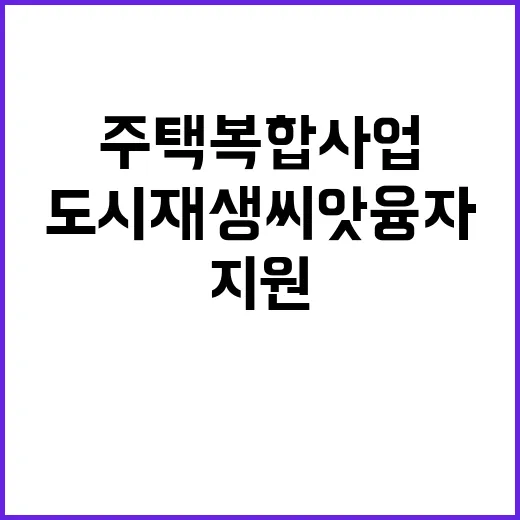 주택복합 사업 도시재생 씨앗융자 지원 논란!