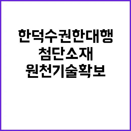 첨단소재 한덕수 권한대행의 원천기술 확보 전략!