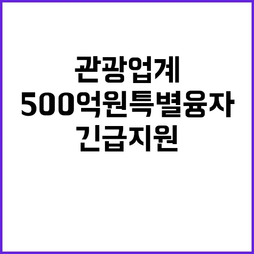 500억 원 특별융자 관광업계 긴급 지원 결정!