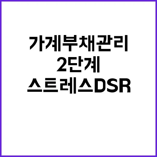 가계부채 관리 스트레스 DSR 2단계 시행!